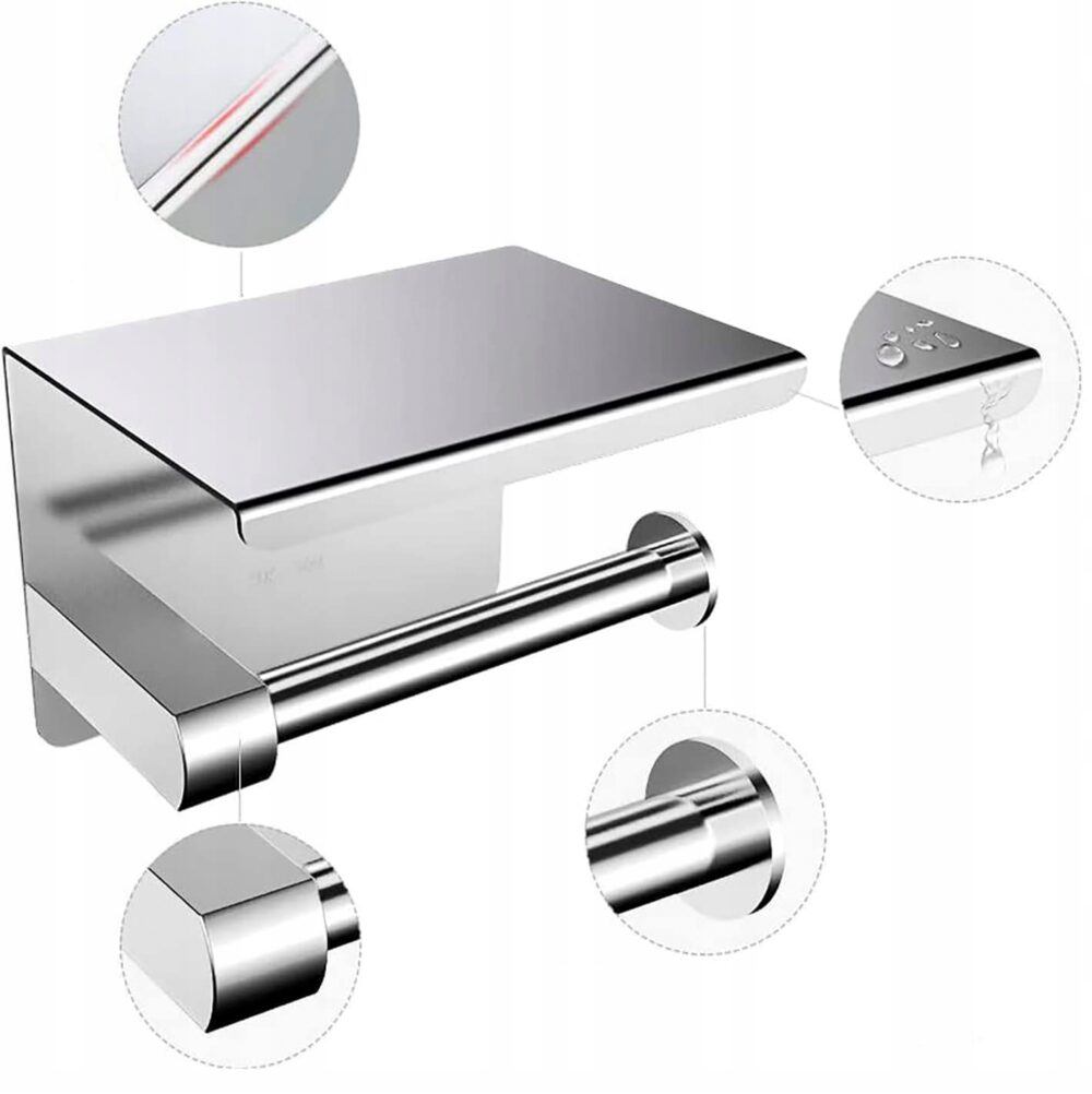 Tualetes papīra turētājs ar tālruņa plauktu