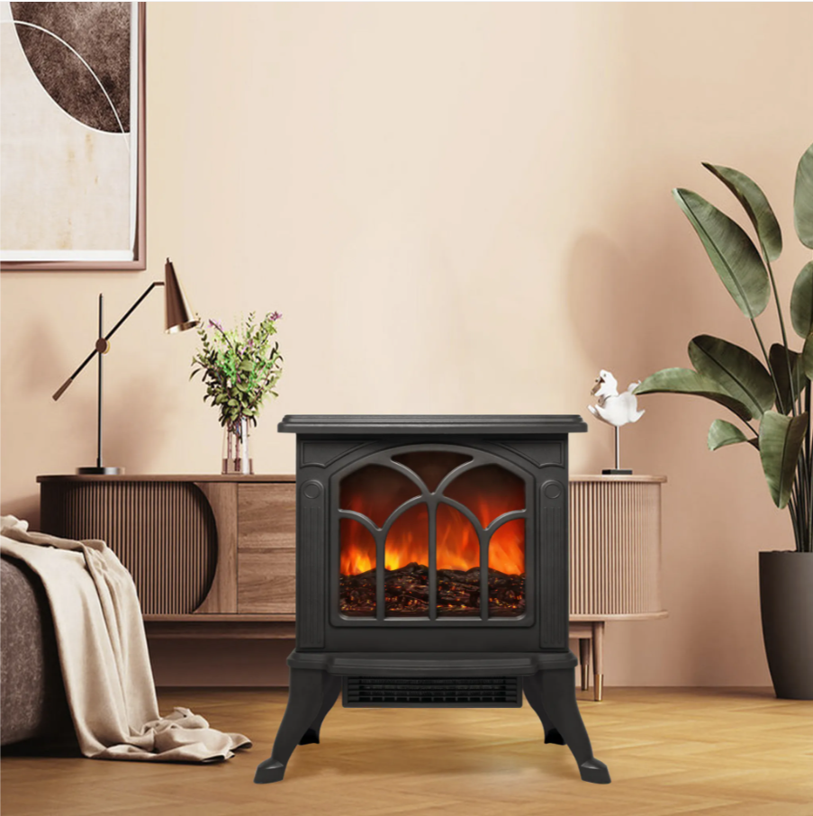 Elektriskais kamīna sildītājs ar 3D vizuālo liesmu