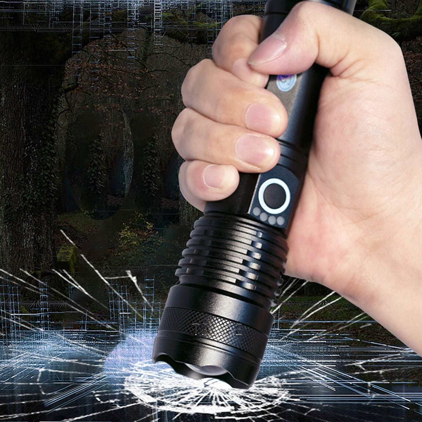 Taktiskais lukturis ar 5 gaismas režīmiem, metālisks