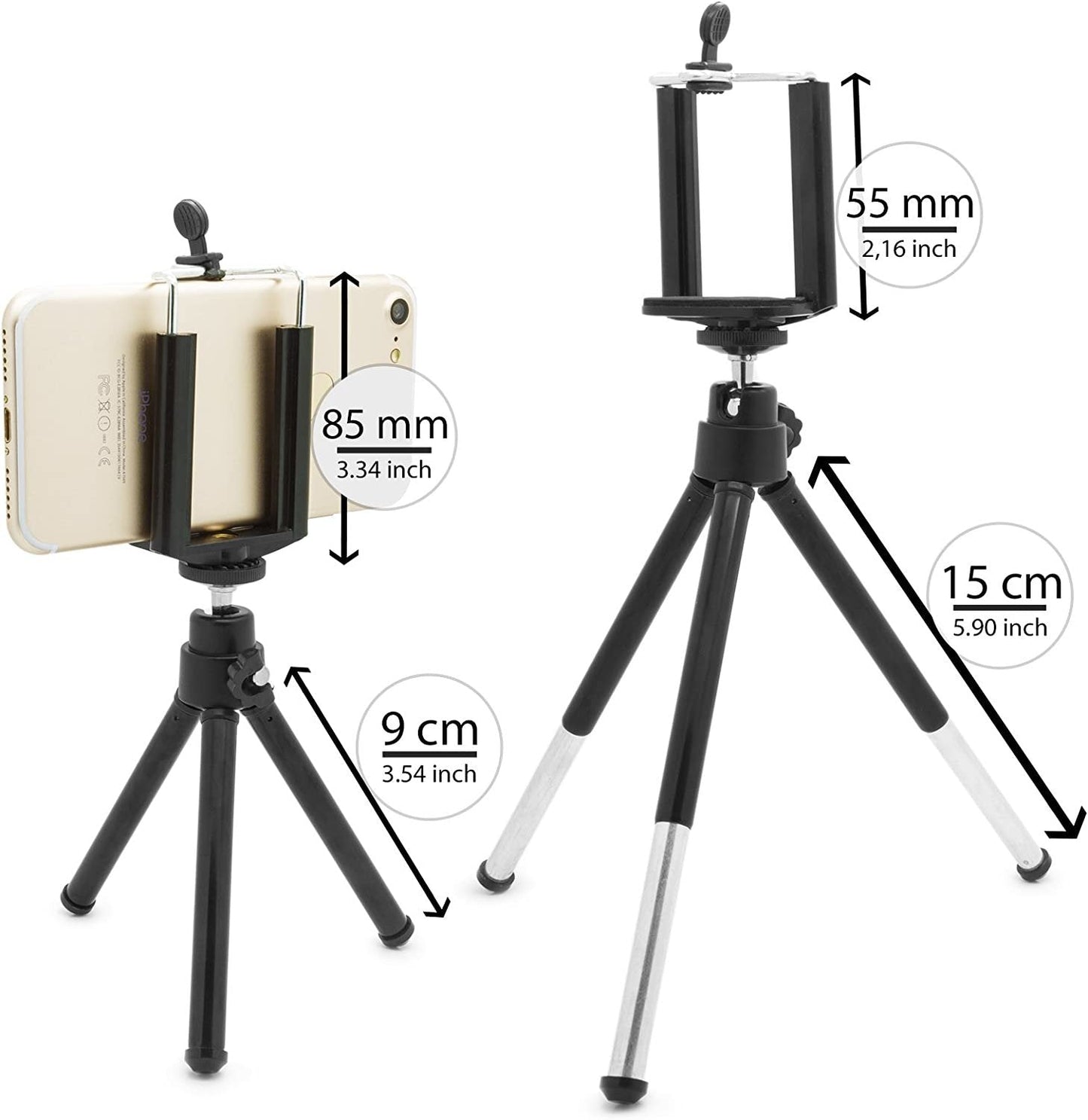 Mini statīvs telefonam ar teleskopiskām kājām