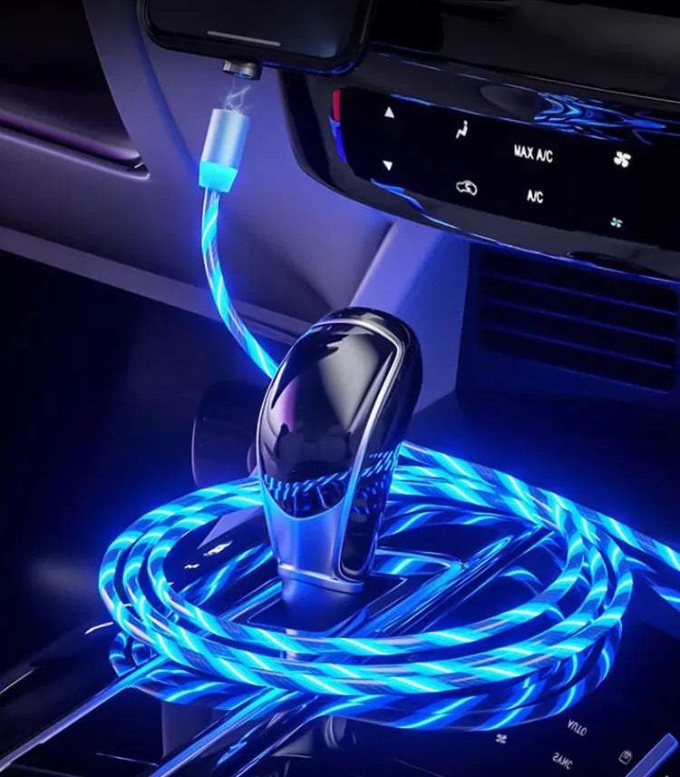 Lādētājs - spīdīgs vads ar magnētiskiem uzgaļiem (Micro USB, type-C, iPhone lightning)