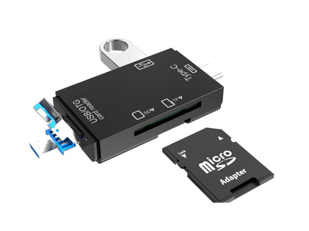 SD MicroSD TFUSB USB-C MICRO USB OTG 5in1 adapteris