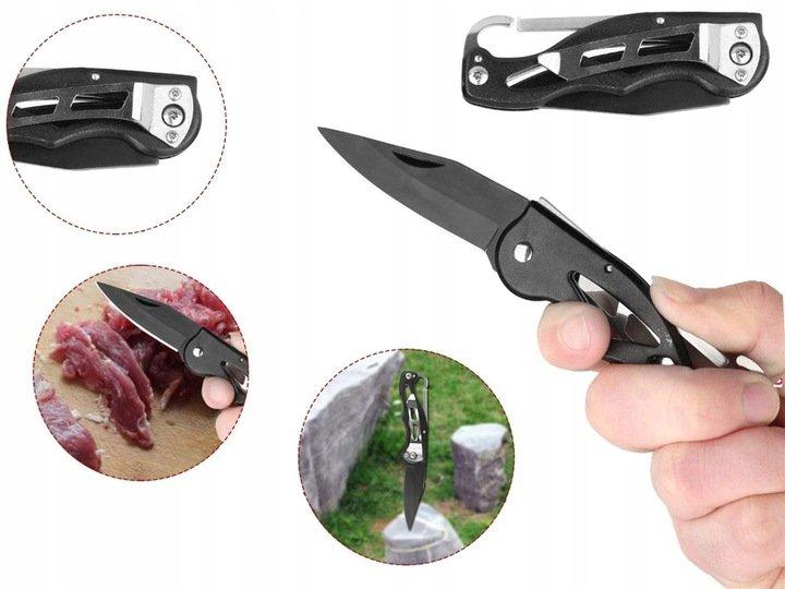 Izdzīvošanas komplekts 10 piederumi (daudzfunkcionālā vizītkarte, nazis, taktiskā pildspalva, lukturis)