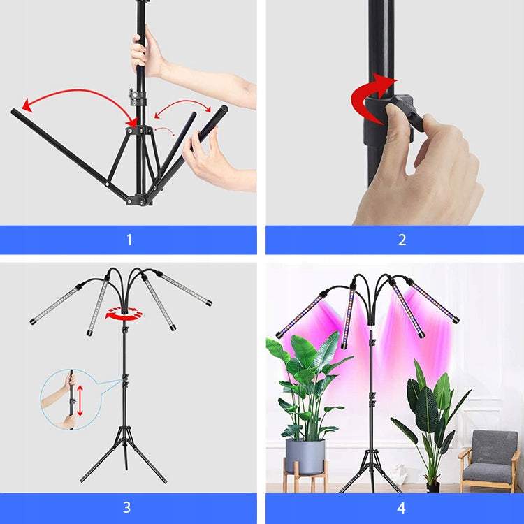 Augu audzēšanas lampa ar 4 galvām