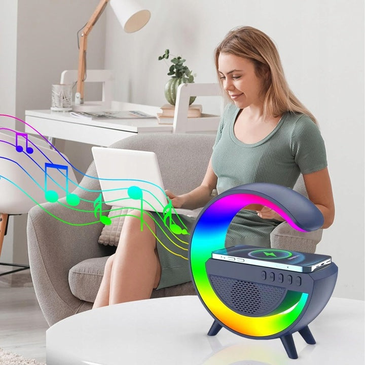 Led lampa ar lādētāju Qi un Bluetooth