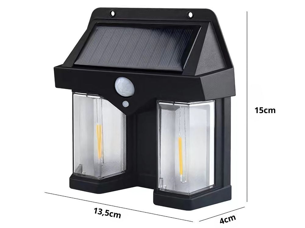 Saules lampa ar krēslas kustības sensoru, 3 režīmi, ūdensizturīga, 1200 lm