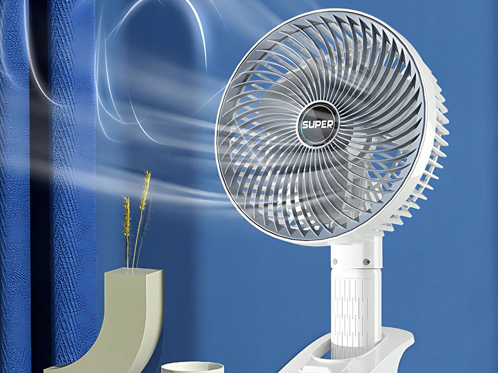 Galda ventilatora statīvs ar klipsi, 3 ātrumi, bezvadu, rokas ventilators
