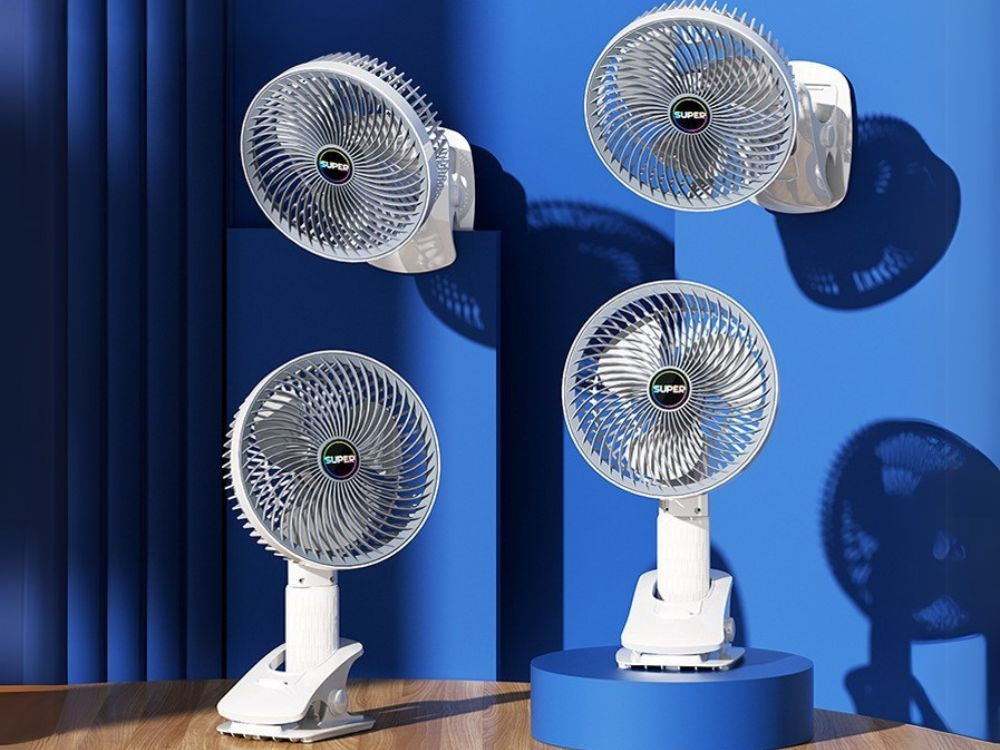 Galda ventilatora statīvs ar klipsi, 3 ātrumi, bezvadu, rokas ventilators
