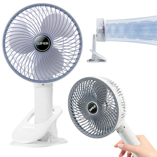 Galda ventilatora statīvs ar klipsi, 3 ātrumi, bezvadu, rokas ventilators