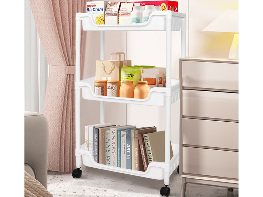 Vannas istabas plaukts virtuves skapītis mobilais grāmatu plaukts uz riteņiem 3 līmeņu āķi