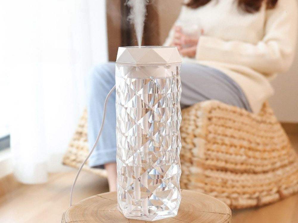 Mitrinātāja gaisa difuzors aromterapijas migla usb rgb kristāls