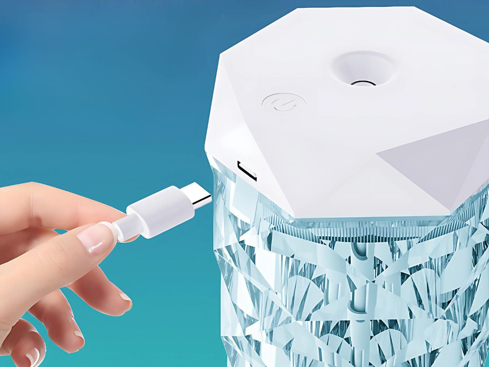 Mitrinātāja gaisa difuzors aromterapijas migla usb rgb kristāls
