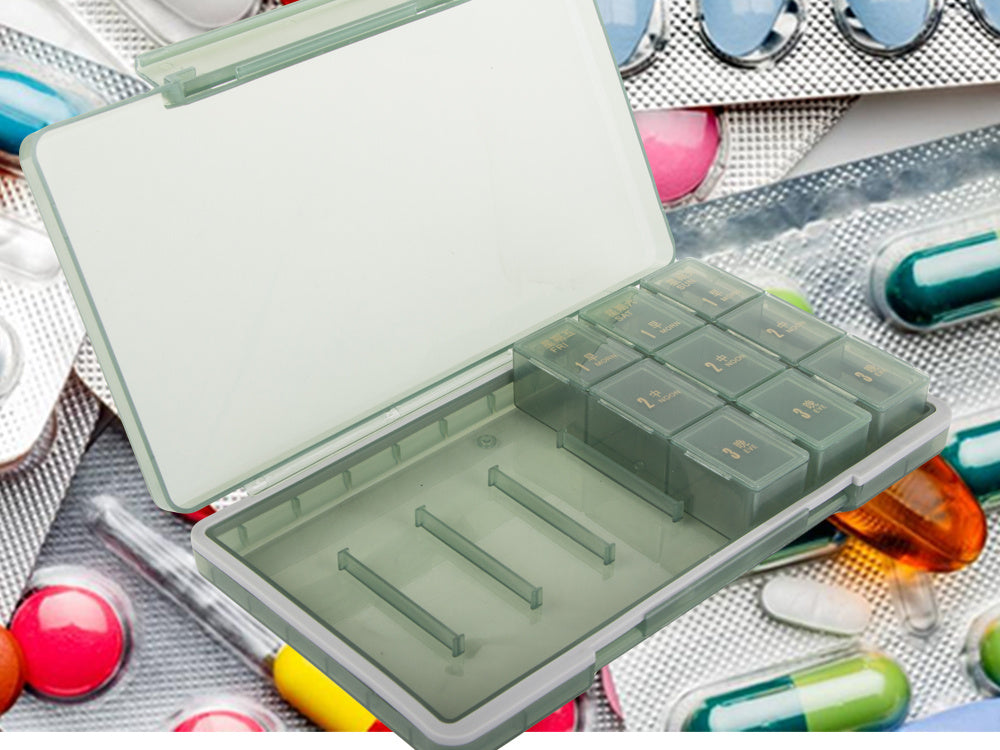 Zāļu iepakojums tablešu kastīte diennakts laiks zāļu kasete nedēļas