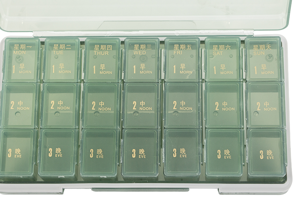 Zāļu iepakojums tablešu kastīte diennakts laiks zāļu kasete nedēļas