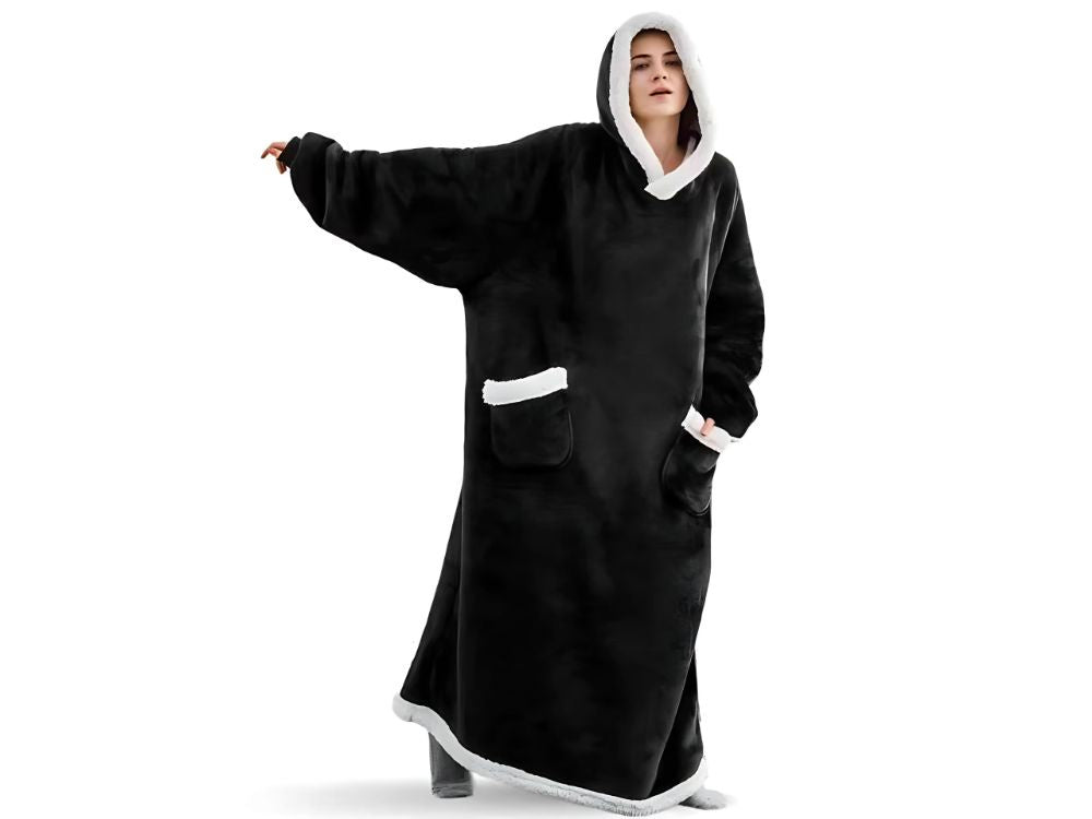 Silta sporta sedziņa ar lielu, oversized, biezu, mīkstu kapuci, gara, XXL izmēra halāta formā