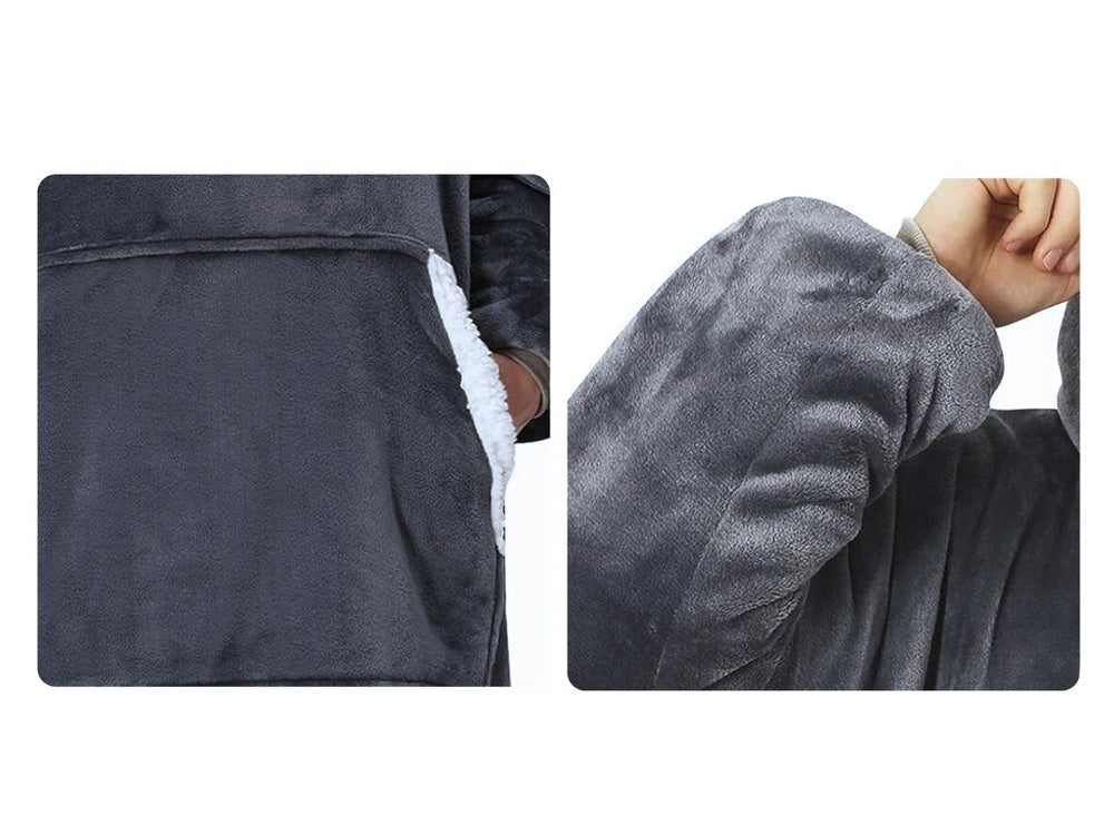 Silta, liela izmēra sega XXL 2in1, bieza kažokāda, mīksts halāts ar kapuci