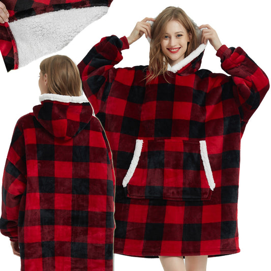 Silta, liela izmēra sega XXL 2in1, bieza kažokāda, mīksts halāts ar kapuci