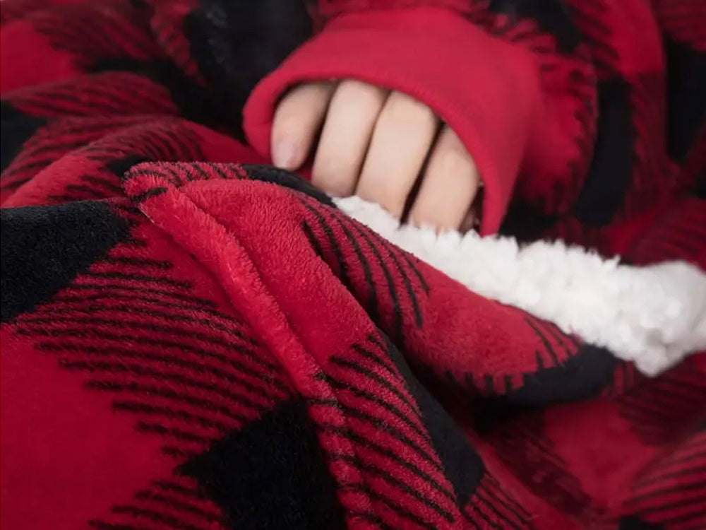 Silta, liela izmēra sega XXL 2in1, bieza kažokāda, mīksts halāts ar kapuci