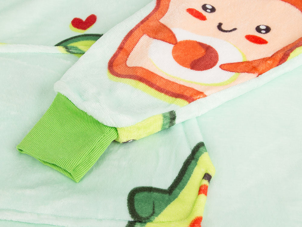 Silta avokado krāsas sporta džempera oversize sega xxl 2in1 bieza mākslīgās kažokādas mīksta sega ar kapuci