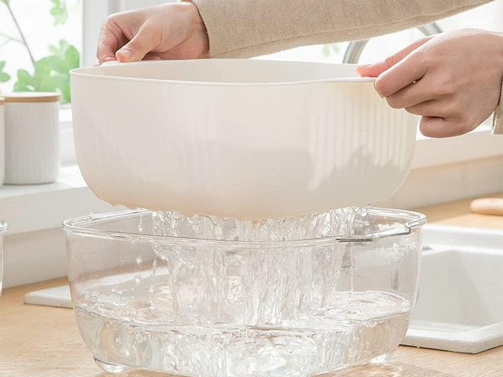 Dubultā bļoda augļu caurdurīša, sietiņa groza, sietiņa, sietiņa mazgāšanai