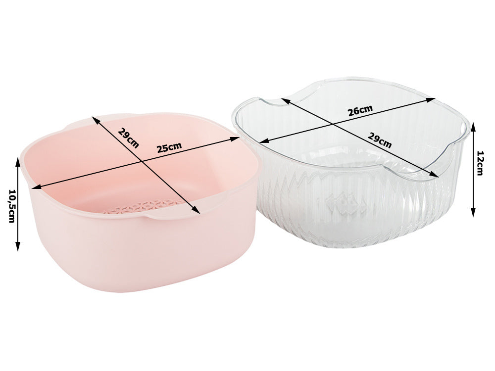 Dubultā bļoda augļu caurdurīša, sietiņa groza, sietiņa, sietiņa mazgāšanai