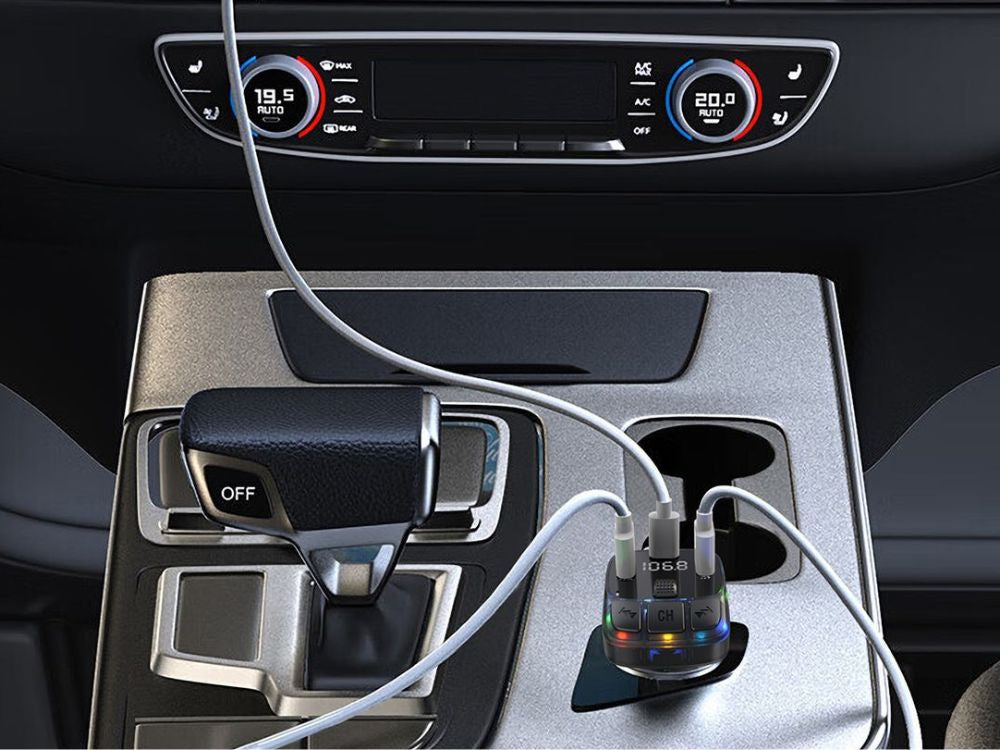 Automašīnas mp3/wma raidītājs 2xusb + usb c bluetooth 5.3 led qc 3.0