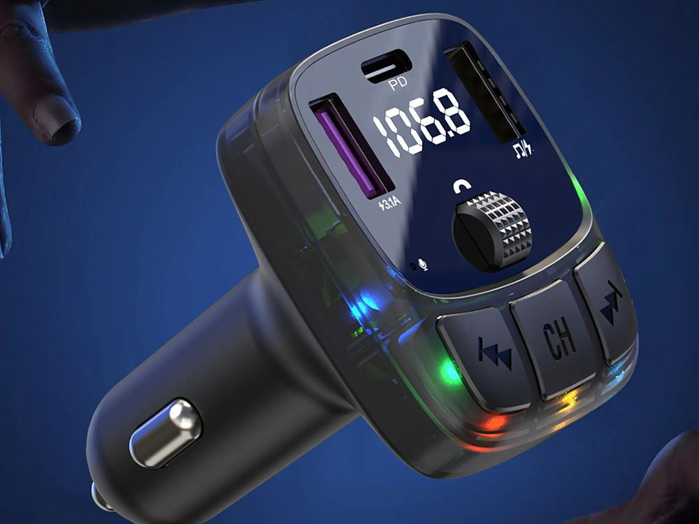 FM mp3 mp3 raidītājs skaļuma regulēšanas ierīce 2 x USB + USB C Bluetooth 5.3 LCD 12V