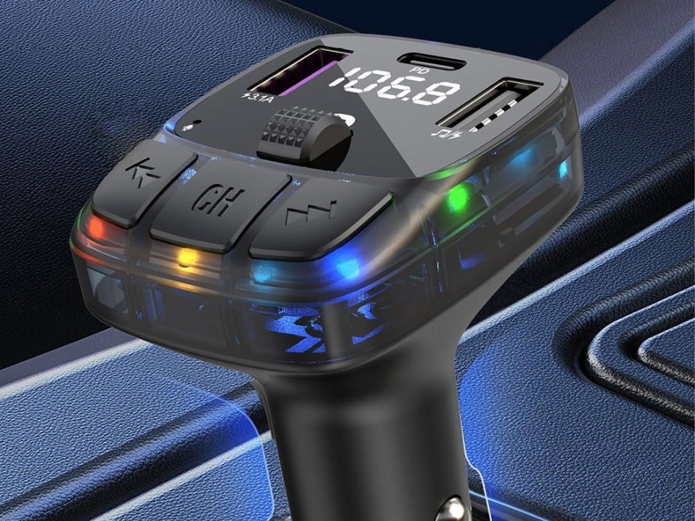 FM mp3 mp3 raidītājs skaļuma regulēšanas ierīce 2 x USB + USB C Bluetooth 5.3 LCD 12V