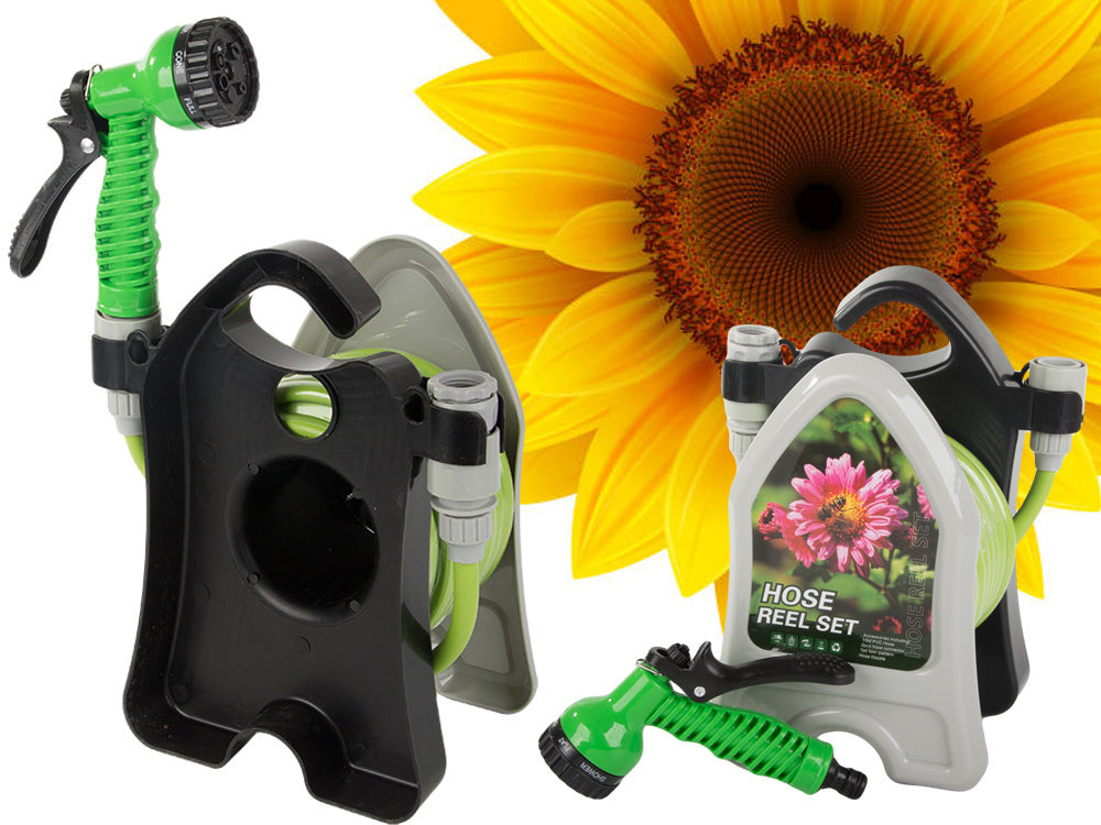 Dārza laistīšanas šļūtene uz statīva ar spirālveida smidzināšanas pistoli 10 m