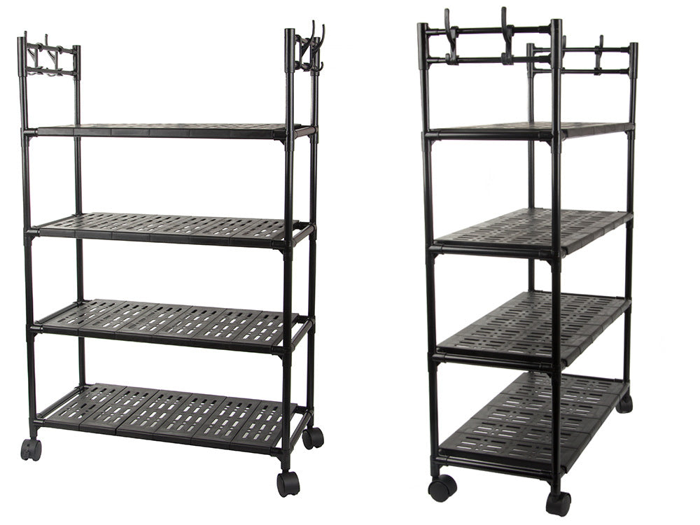 Vannas istabas plaukts, virtuves skapītis, mobilais plauktu bloks uz riteņiem, 4 līmeņu āķi