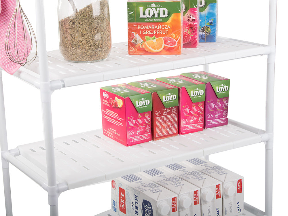 Vannas istabas plaukts, virtuves skapītis, mobilais plauktu bloks uz riteņiem, 4 līmeņu āķi