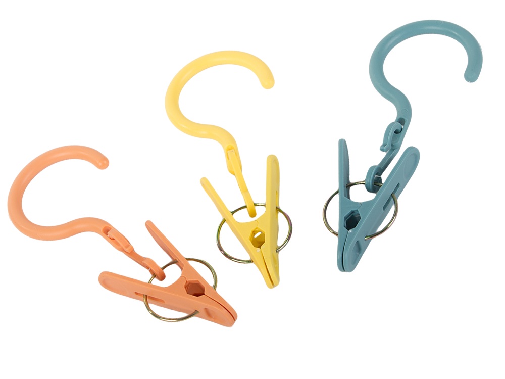 3 veļas žāvēšanas klipšu komplekts ar āķiem