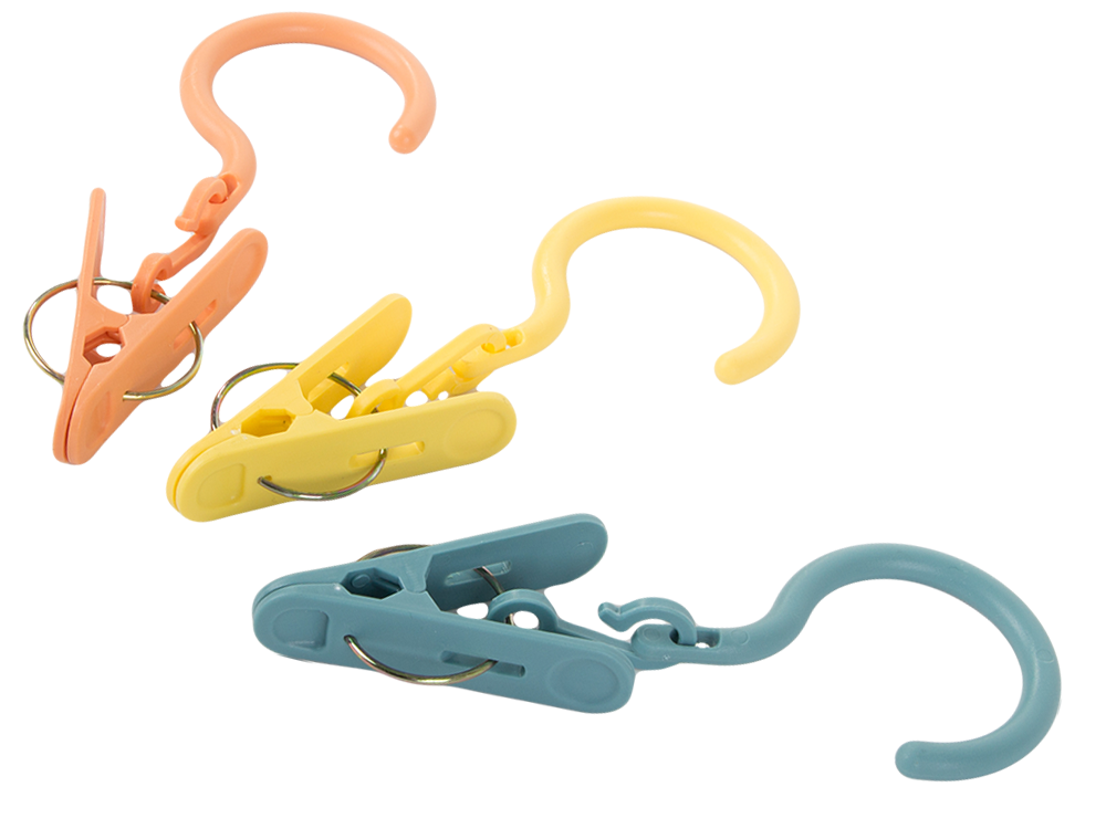 3 veļas žāvēšanas klipšu komplekts ar āķiem