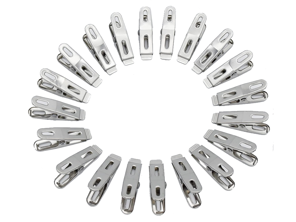 Drēbju klipši, veļas klipši, 20 gab., metāla vardes, stipras