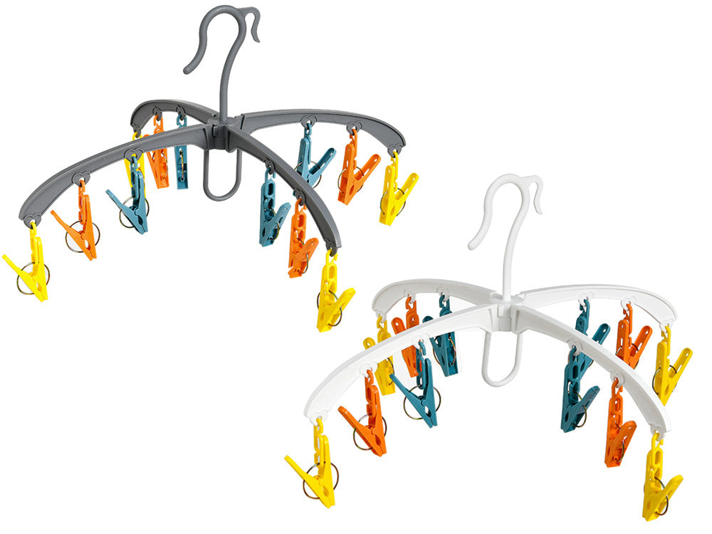 Zeķu žāvētāja apakšveļas pakaramais statīvs, 12 klipšu komplekts