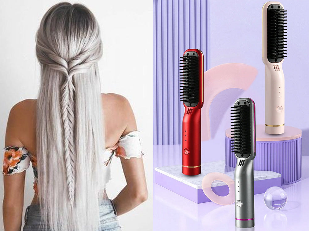 Matu taisnotāja birste 2in1 elektriskā bezvada