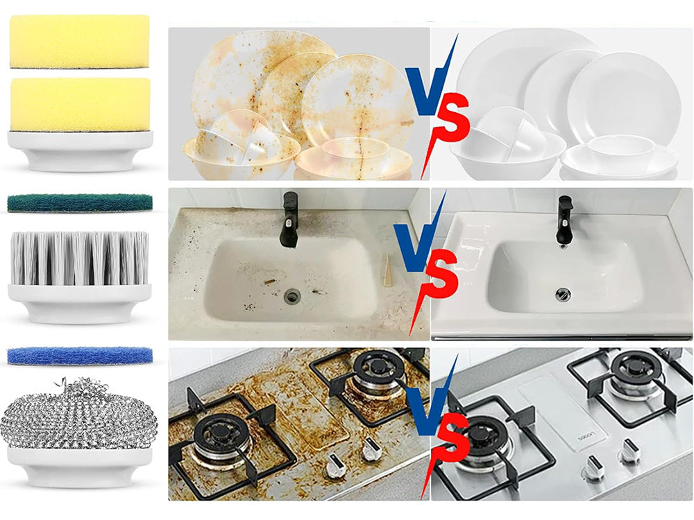 Bezvadu elektriskā rotējošā birste virtuves tīrīšanai 5in1