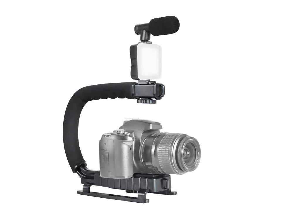 Vlogu komplekts, videoieraksts, statīva mikrofons, tālruņa turētājs