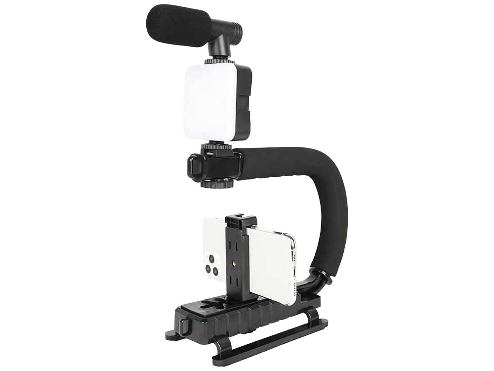 Vlogu komplekts, videoieraksts, statīva mikrofons, tālruņa turētājs