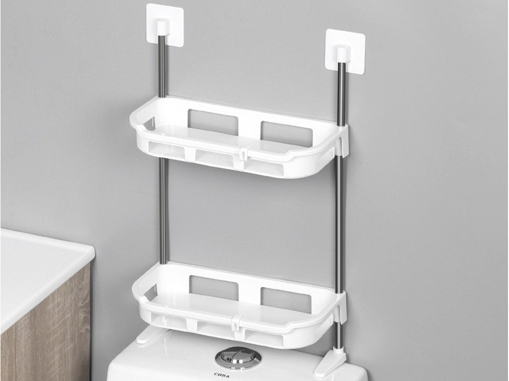 Vannas istabas plaukts virs tualetes poda, brīvi stāvoša tualete, 2 plaukti, plaukts, tualete