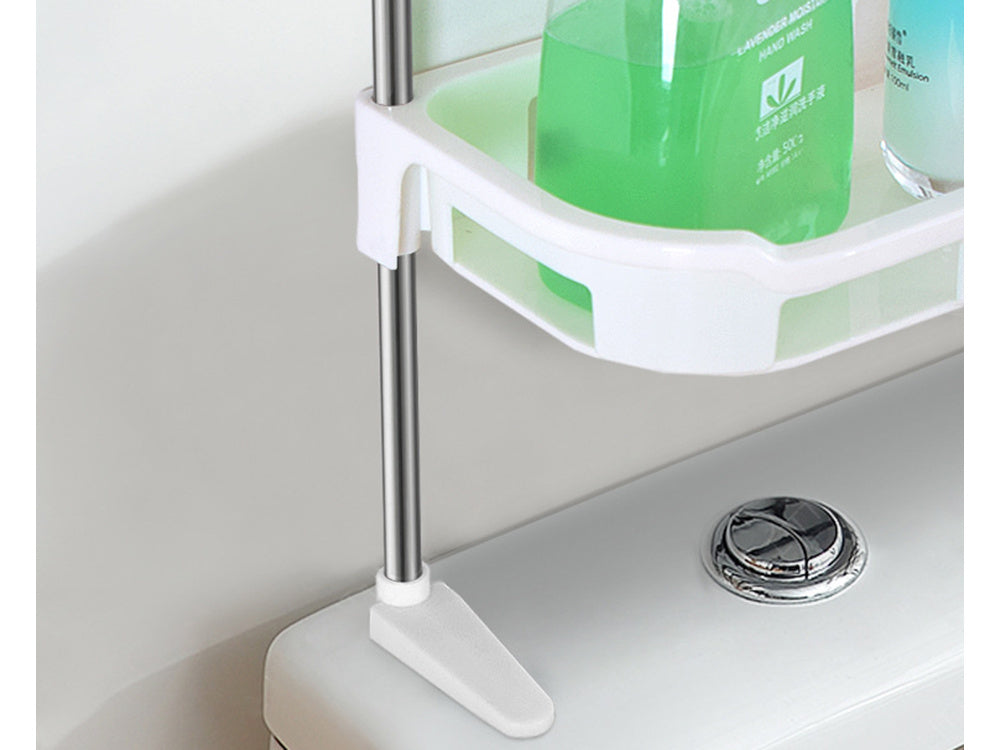 Vannas istabas plaukts virs tualetes poda, brīvi stāvoša tualete, 2 plaukti, plaukts, tualete