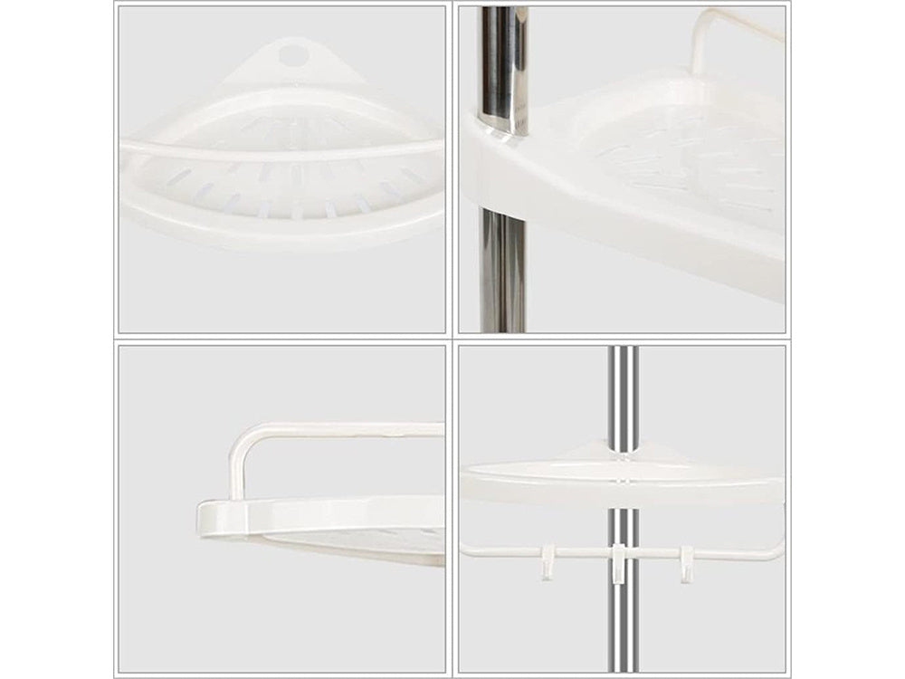 Vannas istabas stūra plaukts vannas dušai, teleskopisks, balts plaukts, 4 līmeņi