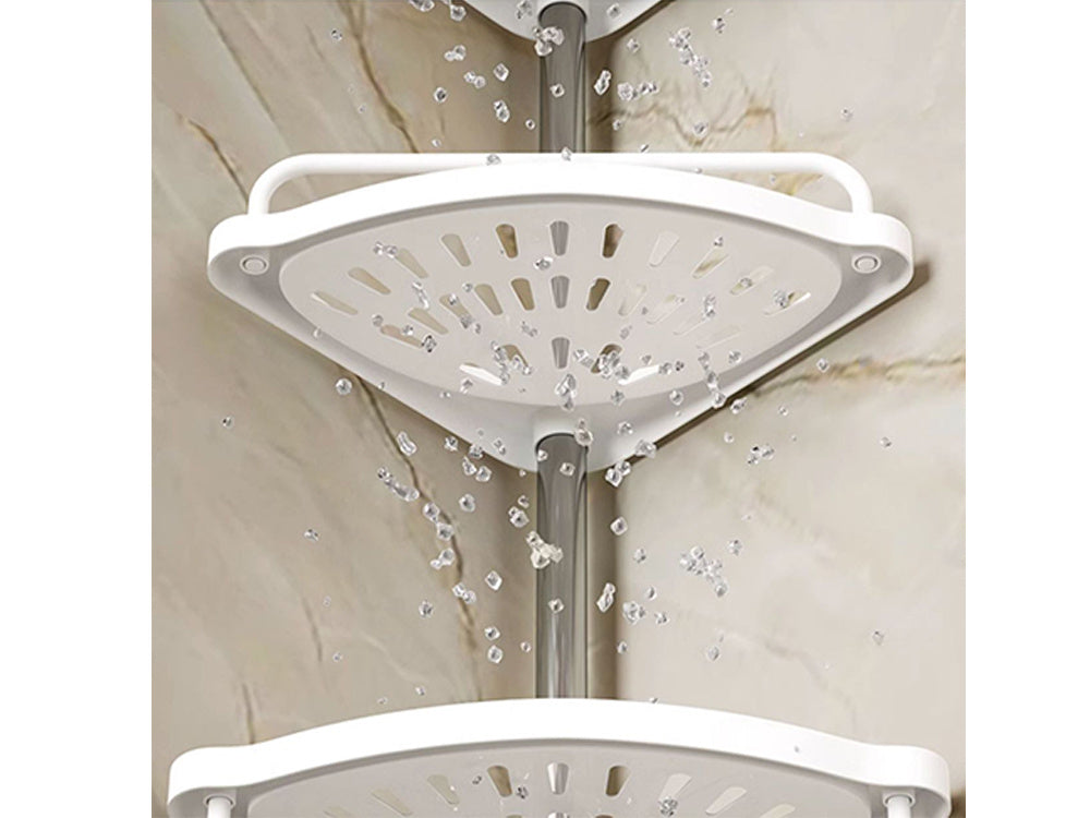 Vannas istabas stūra plaukts vannas dušai, teleskopisks, balts plaukts, 4 līmeņi