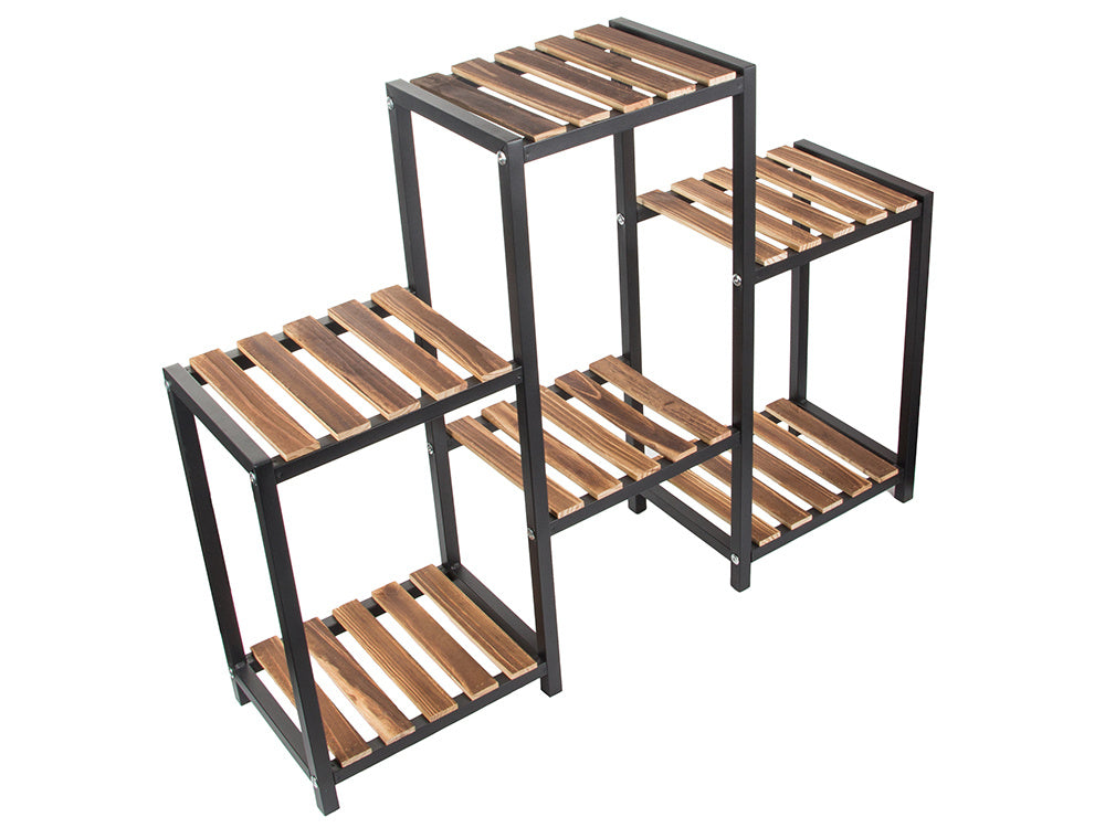 Augsta stāvoša koka puķu dobe ar 3 līmeņiem, grāmatu plaukts