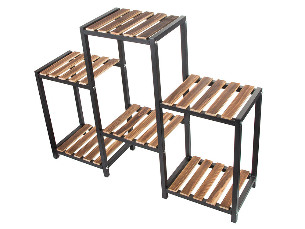 Augsta stāvoša koka puķu dobe ar 3 līmeņiem, grāmatu plaukts