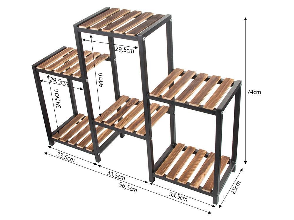 Augsta stāvoša koka puķu dobe ar 3 līmeņiem, grāmatu plaukts