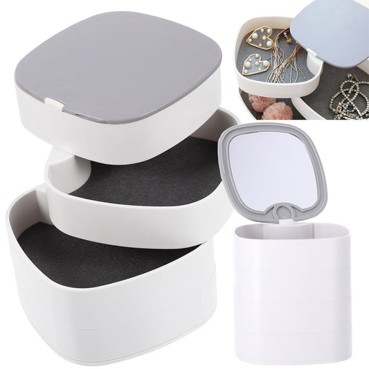 kosmētikas organizators rotaslietu maciņš ar spoguli, 4 līmeņi