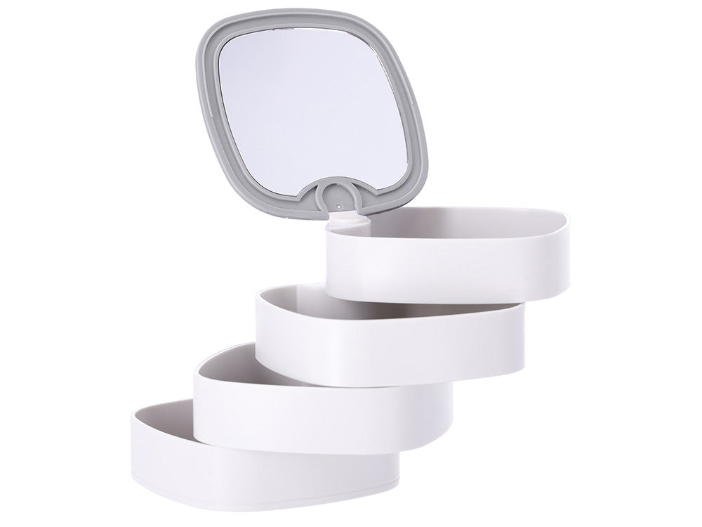 kosmētikas organizators rotaslietu maciņš ar spoguli, 4 līmeņi