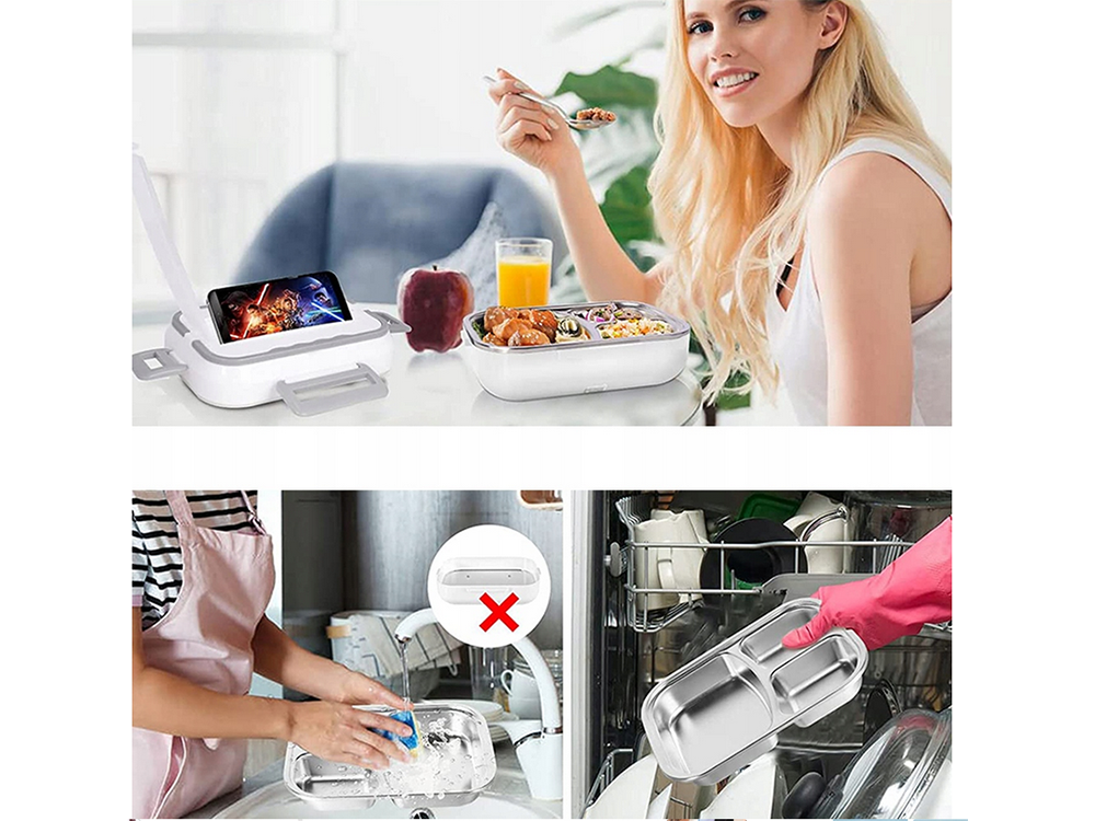 Elektriskā pusdienu kaste ar apsildāmu konteineru darba kravas automašīnas pusdienām