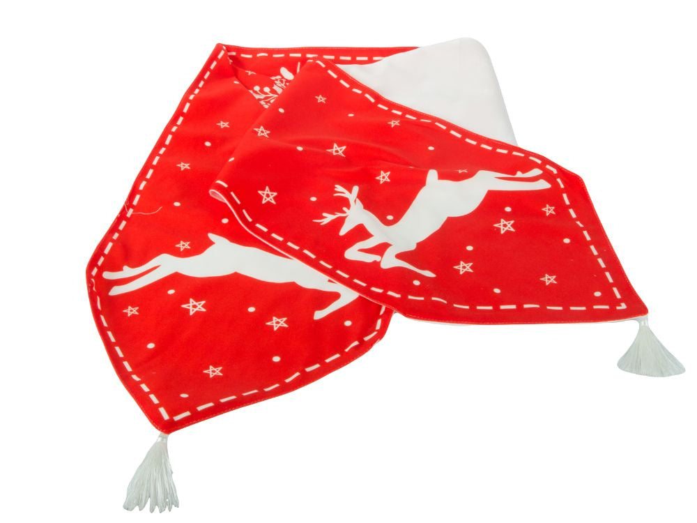 Ziemassvētku galda celiņš ar Ziemassvētku ziemeļbriedi 205x35cm